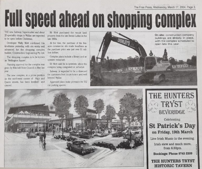 Article on Wellington Square prior to construction