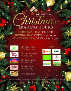 Wellington Square Christmas trading hours 2025