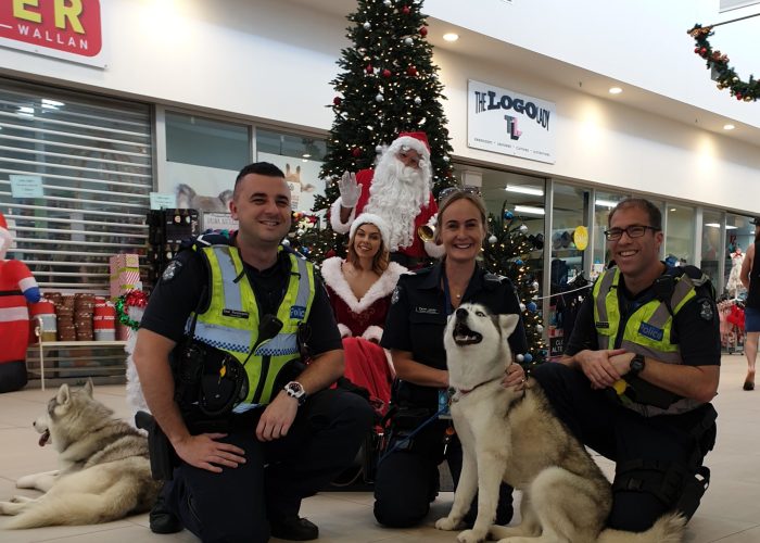 Image of Santa, people and a dog